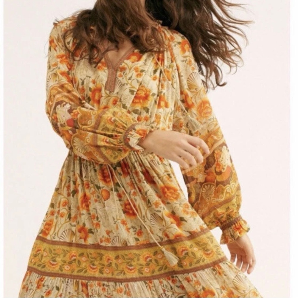 Spell Seashell Gown ( sand ) Midi Long Sleeve Dress BNWT size XS